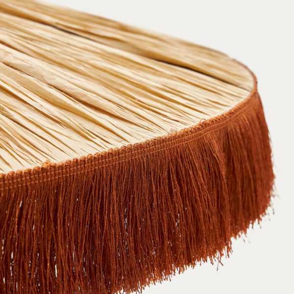 PLAFONNIER POLLENSA 75CM RAPHIA NATURELLE ET FRANGES TERRACOTTA