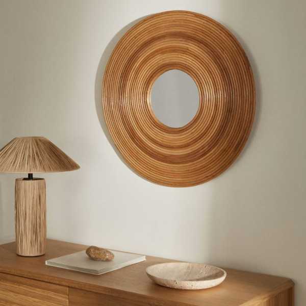 MIROIR ROND NALEA DIAM 60CM EN ROTIN