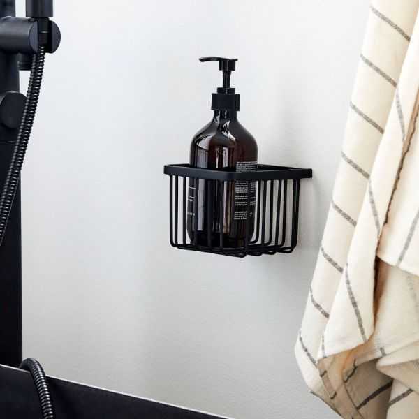 WALL-MOUNTED SOAP BASKET SHELF FOR BATHROOM BLACK
