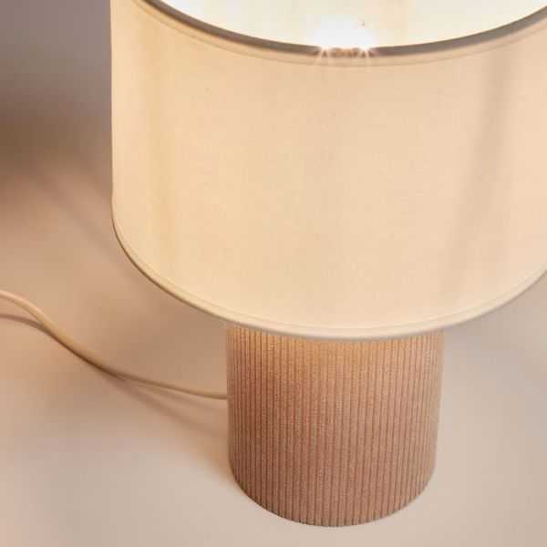 LAMPE DE TABLE BIANELLA EN VELOURS C OTELE BEIGE