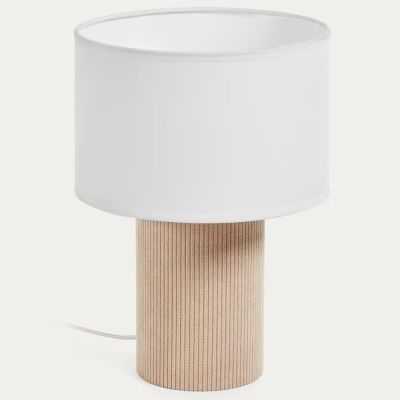 LAMPE DE TABLE BIANELLA EN VELOURS C OTELE BEIGE