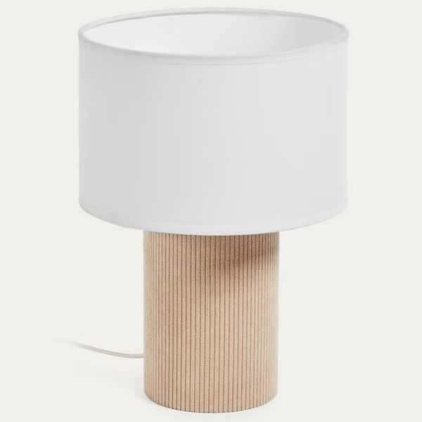 LAMPE DE TABLE BIANELLA EN VELOURS C OTELE BEIGE