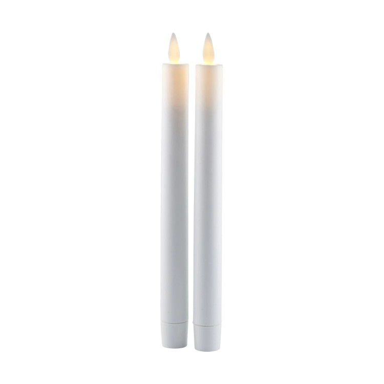 SET DE 2 BOUGIES LED RECHARGEABLES CROWN 2X25 CM BLANC