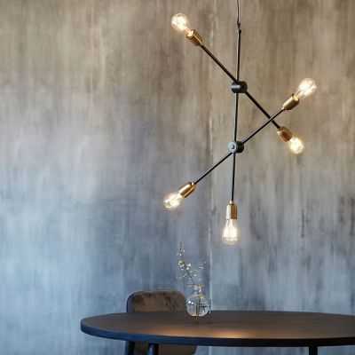 LAMPE SUSPENSION MOLECULAR NOIR/LAITON 2