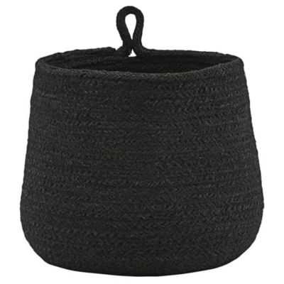 HANGING STORAGE BASKET IN BLACK JUTE