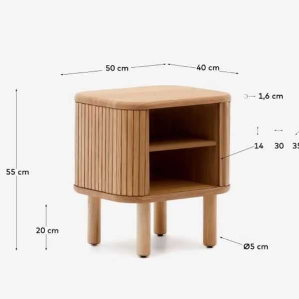 TABLE DE CHEVET MAILEN 50X55 CM BOIS DE FRENE FINITIONNATURELLE