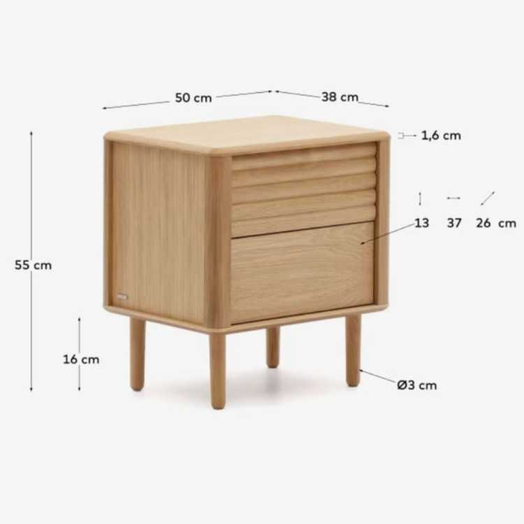 TABLE DE CHEVET LENON  50 X 55 CM CHENE