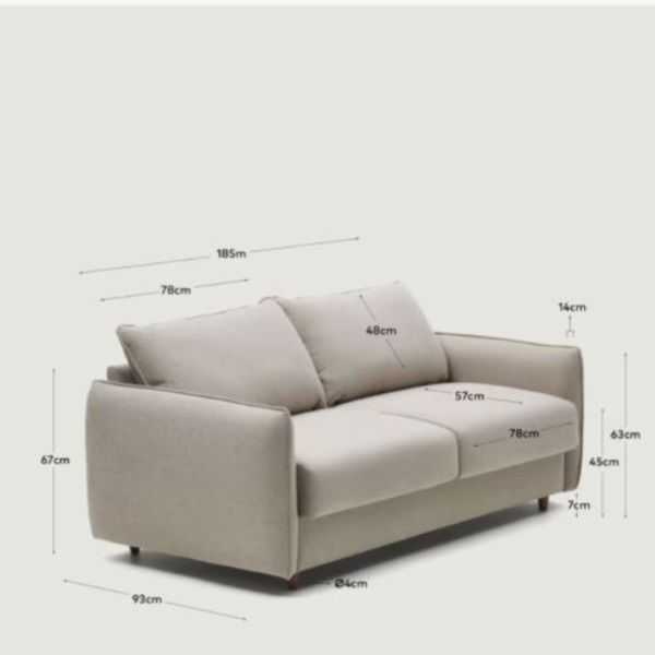 CANAPE-LIT CARLOTA 2 PLACES 140CM CHENILLE BEIGE