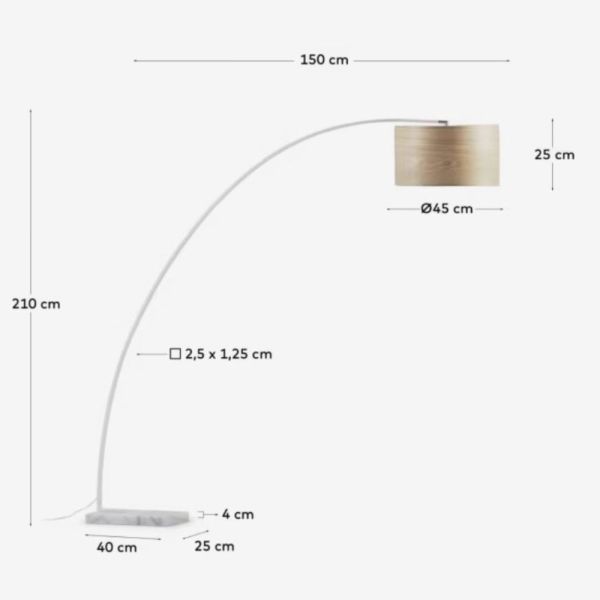 LAMPADAIRE JUHE FRENE METAL ET MARBRE BLANC