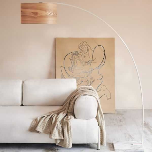 LAMPADAIRE JUHE FRENE METAL ET MARBRE BLANC