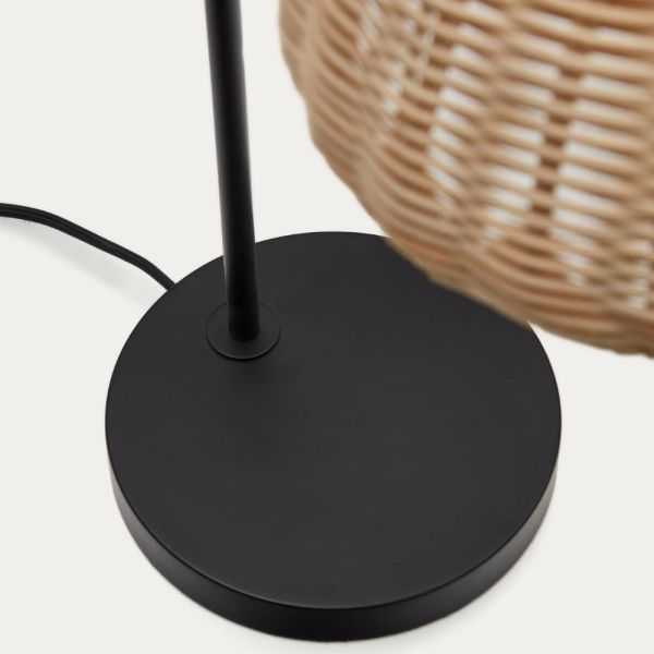 LAMPE DE TABLE DAMILA EN METAL NOIR ET ROTIN