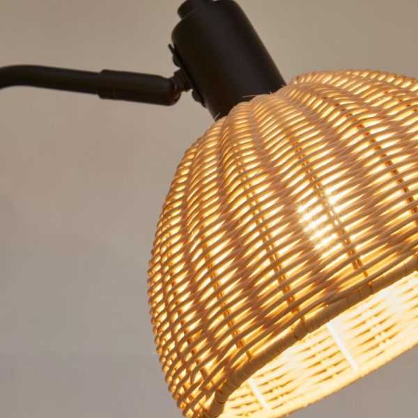 LAMPE DE TABLE DAMILA EN METAL NOIR ET ROTIN