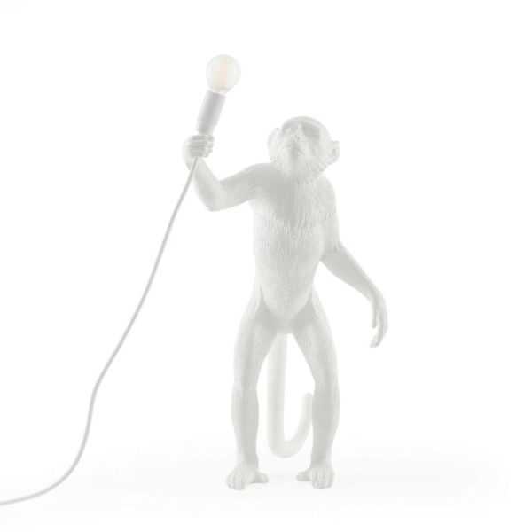 LAMPE DE TABLE SINGE DEBOUT RESINE BLANC