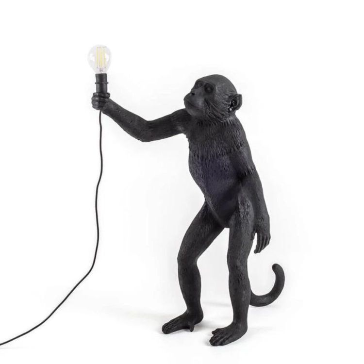 LÂMPADA DE MESA MACACO DE RESINA PRETA