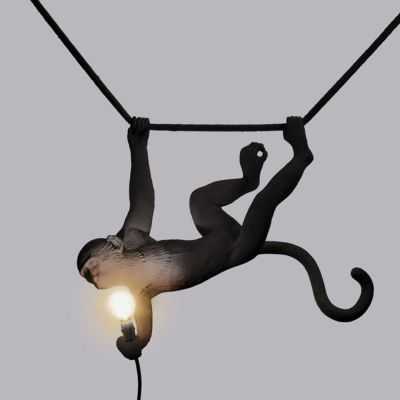 LAMPE A SUSPENSION SINGE AVEC CORDE RESINE NOIR 2