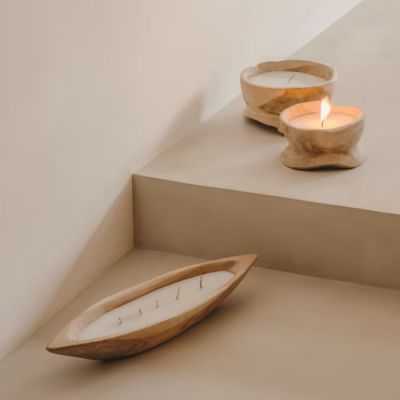 BOUGIE MAELIA 20CM EN BOIS NATUREL 2