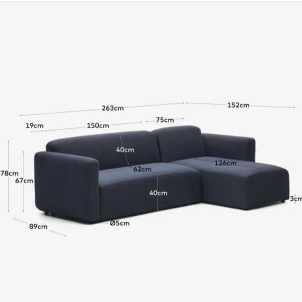 CANAPE MODULABLE NEOM3 PLACES MERIDIENNE DROITE GAUCHE 263 CM