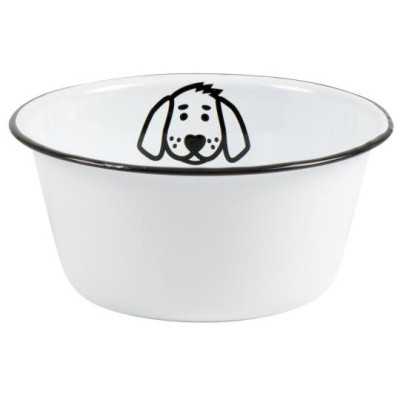 DOG BOWL WHITE ENAMEL 17 CM