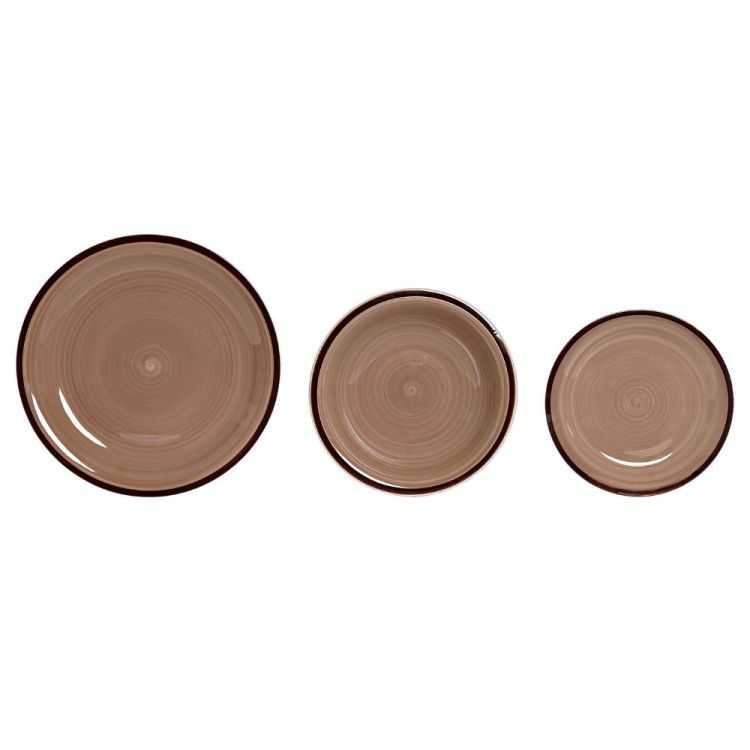 ENSEMBLE VAISSELLE DE 18 PIECES 26,5X26,5X3 MARRON CLAIR