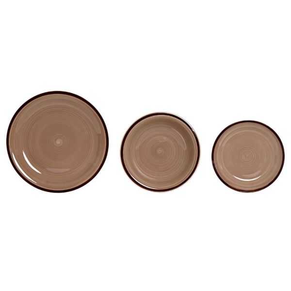 ENSEMBLE VAISSELLE DE 18 PIECES 26,5X26,5X3 MARRON CLAIR