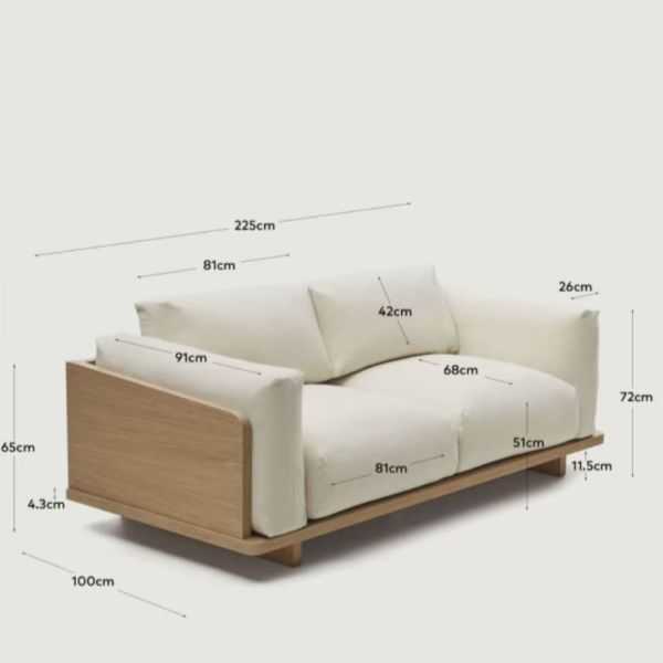 CANAPE OAQ 3 PLACES 225 CMBEIGE 