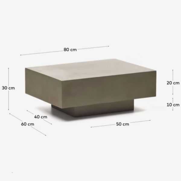 TABLE BASSE RUSTELLA80 X 60 CM EN CIMENT