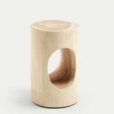 TABLE D APPOINT HALKER EN BOIS DE MUNGUR MASSIF DIAM30 CM