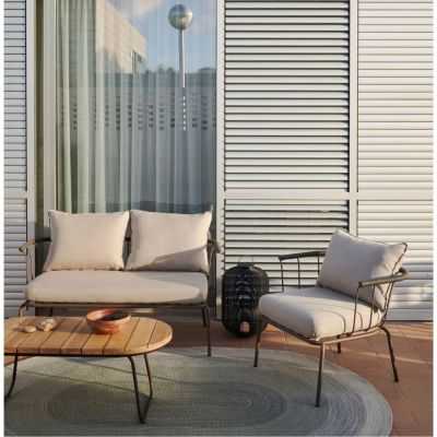 CANAPÉ SALGUER 2 PLACES EN CORDE VERDE ET ACIER MARRON 2