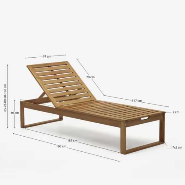 SULAMITA GARDEN LOUNGER IN SOLID ACACIA WOOD