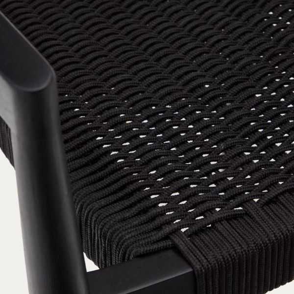 CHAISE YDALIA EMPILABLE TECK MASSIF NOIR ET CORDE NOIR