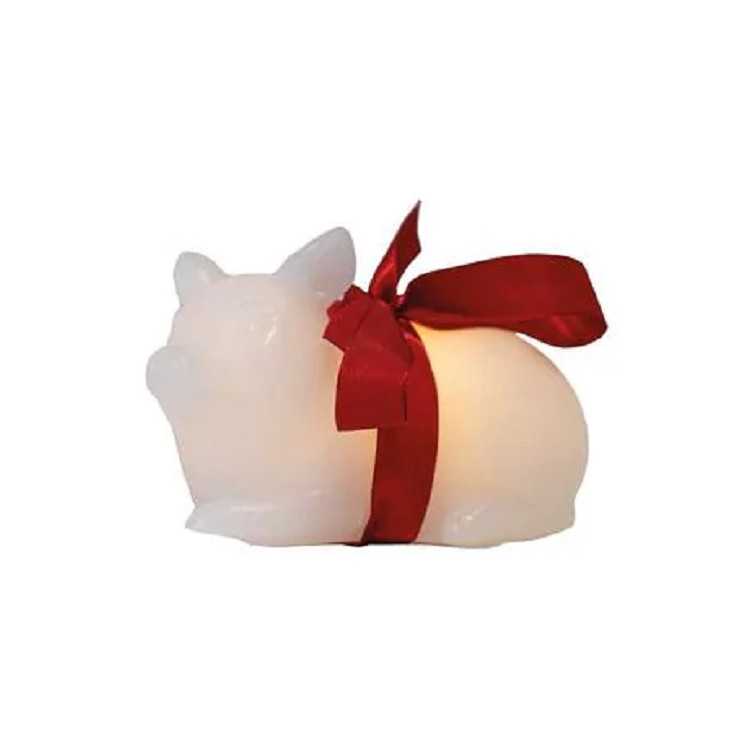 FIGURINA LED EMA PIG 12 CM CERA BRANCA