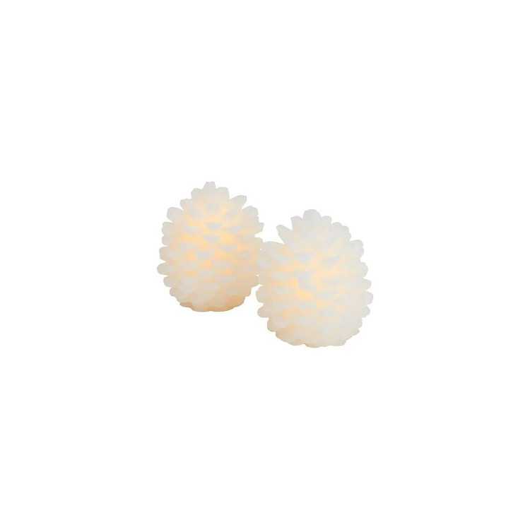 DECORATION DE TABLE CLARA POMME DE PIN 10 CM 2PCS BLANC