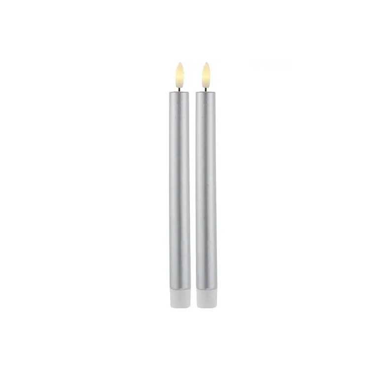 CONJUNTO DE VELAS LED EM VARA SILENCE 2 X 25 CM 2 PC S PRATA