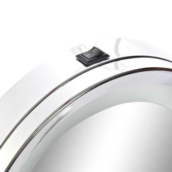 MIROIR LED 38X4X27 CM 1X/5X AA MUR METAL ARGENTÉ
