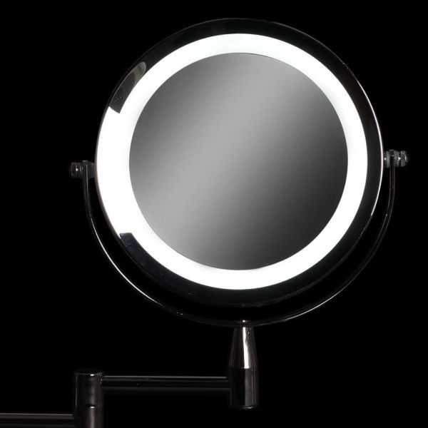 MIROIR LED 38X4X27 CM 1X/5X AA MUR METAL ARGENTÉ