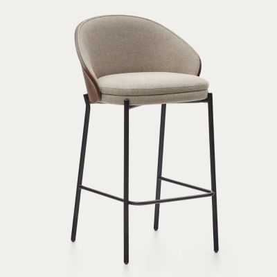 TABOURET EAMYMETAL NOIR PLACAGE FRENE
