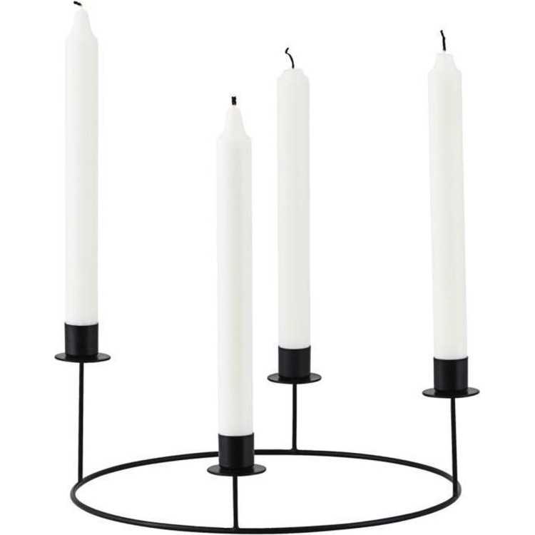 BLACK STEEL RING CANDLE HOLDER