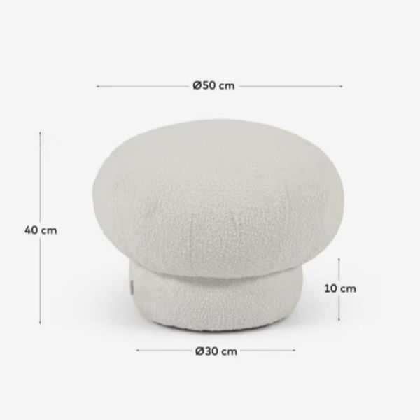 POUF ROND SARISHA BOUCLETTE BLANC