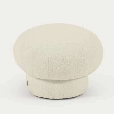 POUF ROND SARISHA BOUCLETTE BLANC