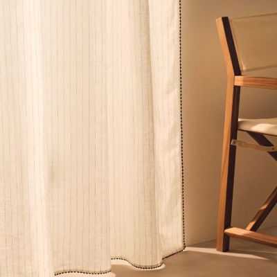 RIDEAU ADRA 140X270 CM LIN ET COTON BLANC RAYURES 2