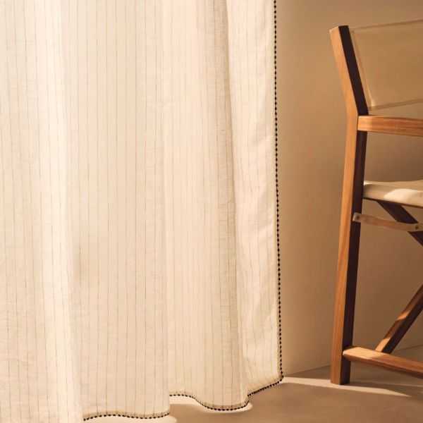 RIDEAU ADRA 140X270 CM LIN ET COTON BLANC RAYURES