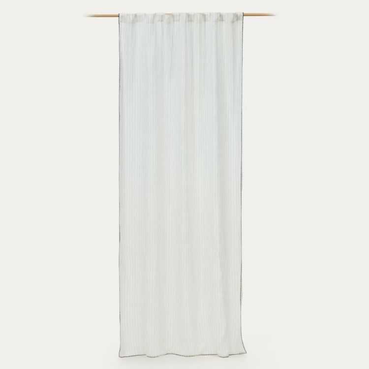 RIDEAU ADRA 140X270 CM LIN ET COTON BLANC RAYURES
