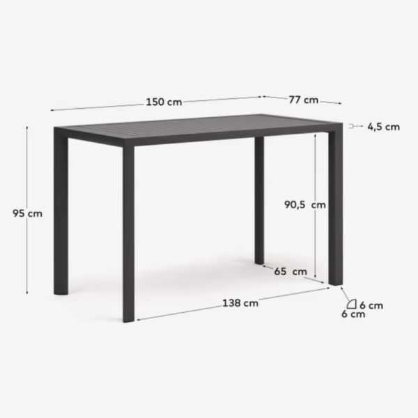 TABLE DE JARDIN CULIP 150X77CM ALUMINIUM