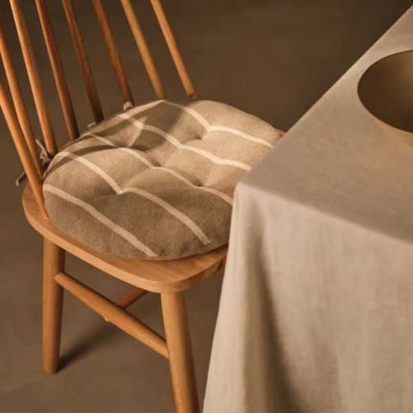 COUSSIN DE CHAISE MARGARIDA COTON BEIGE RAYE