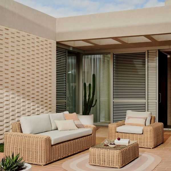 CANAPE PORTLLIGAT EXTERIEUR 3 PLACES EN ROTIN SYNTHETIQUE FINITION NA
