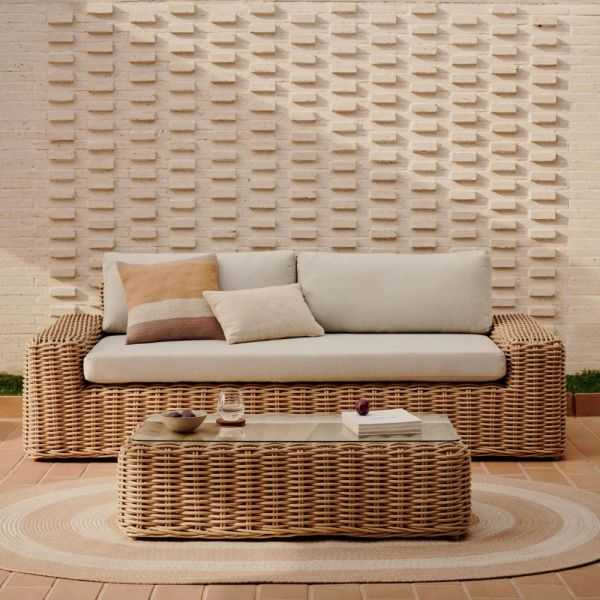 CANAPE PORTLLIGAT EXTERIEUR 3 PLACES EN ROTIN SYNTHETIQUE FINITION NA