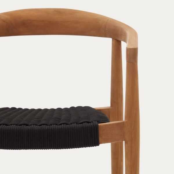 CHAISE YDALIA EMPILABLE TECK MASSIF NATUREL ET CORDE NOIR