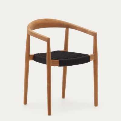 CHAISE YDALIA EMPILABLE TECK MASSIF NATUREL ET CORDE NOIR