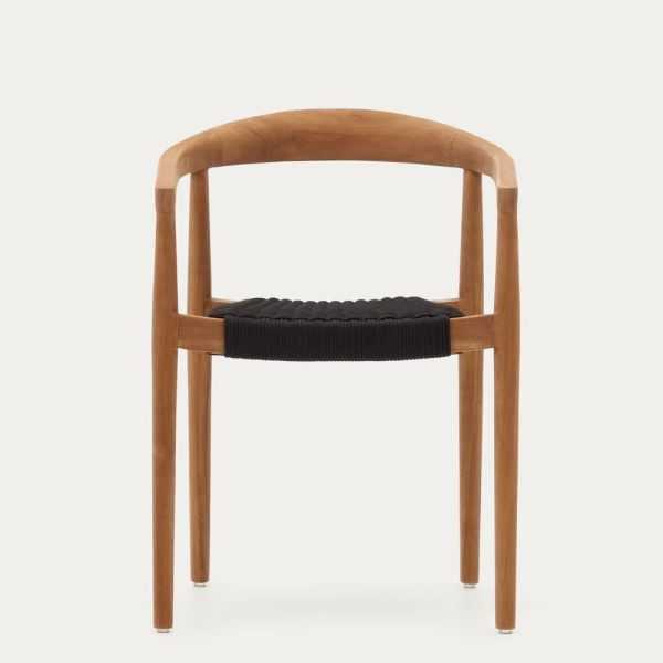 CHAISE YDALIA EMPILABLE TECK MASSIF NATUREL ET CORDE NOIR