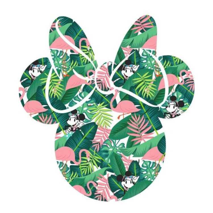 MURALE RONDE AUTO-ADHESIVE ''MINNIE HEAD TROPICAL'' 128 CM